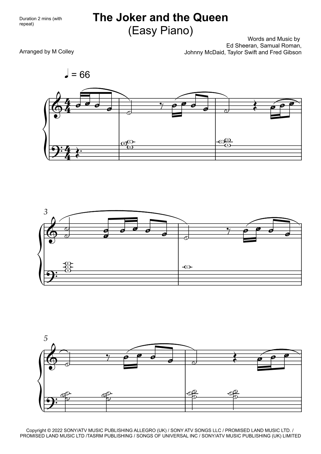 The Joker And The Queen (feat. Taylor Swift) (arr. M Colley)