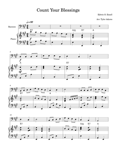 Count Your Blessings (Bassoon Solo and Piano) (arr. Tyler Adams)