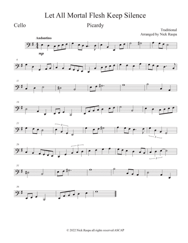 Let All Mortal Flesh Keep Silence (String Trio) Cello part (arr. Nick Raspa)