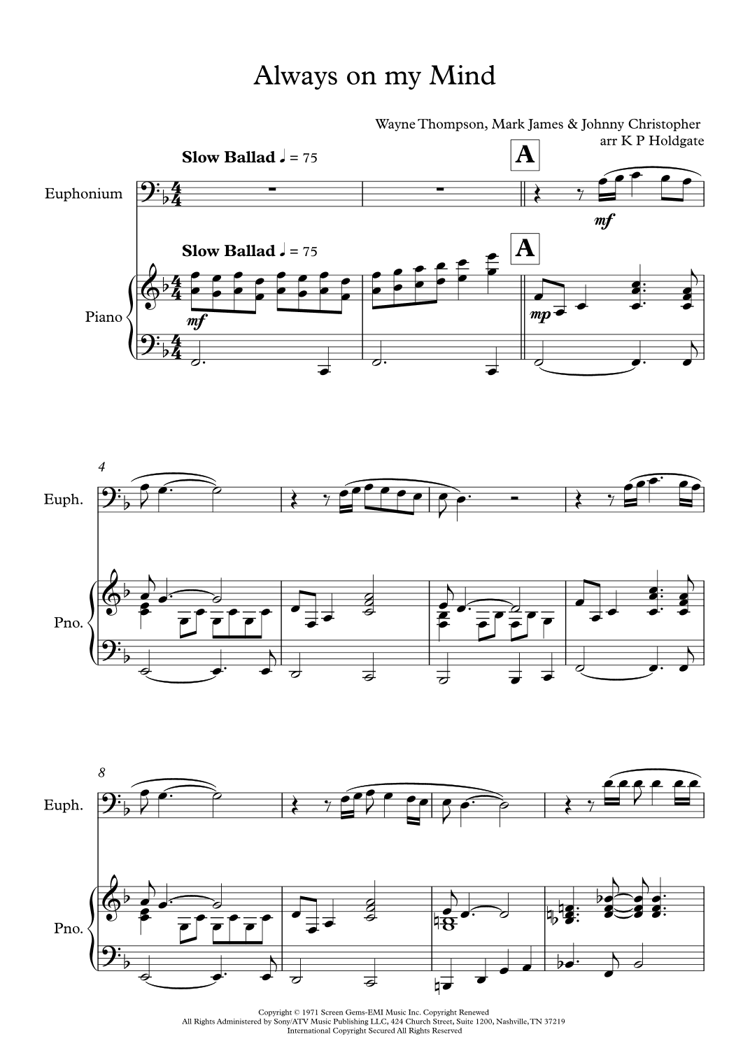 Always On My Mind (arr. Kevin P Holdgate)