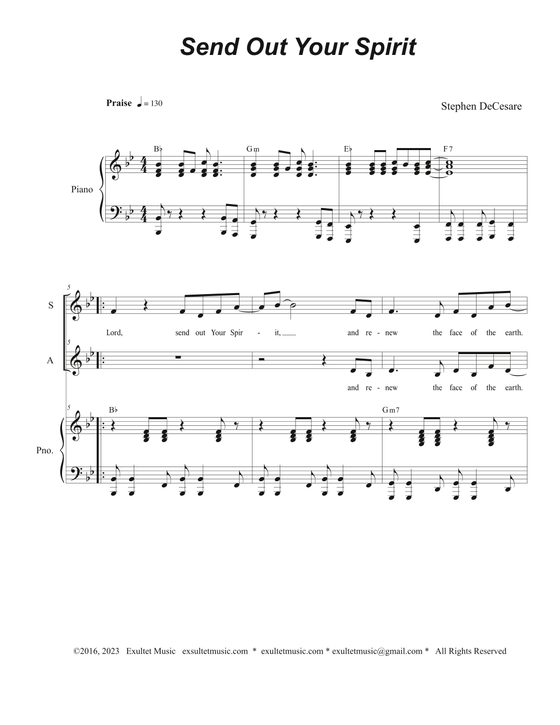 Send Out Your Spirit (2-part choir - (SA)