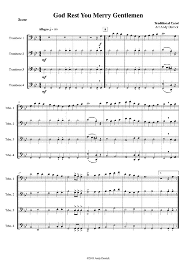 God Rest Ye Merry Gentlemen for trombone quartet (arr. Andy Derrick)