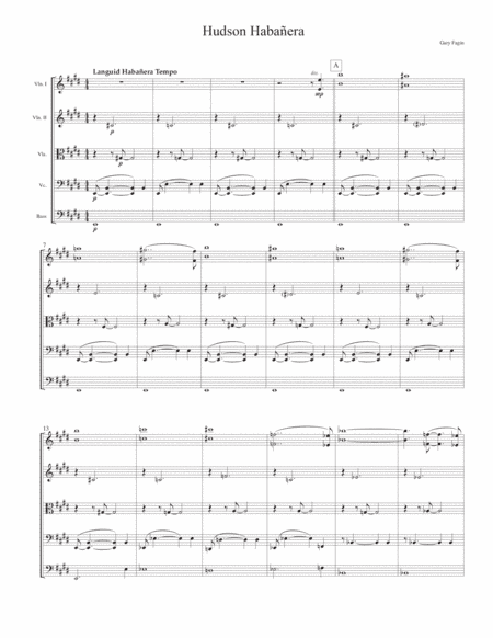 Hudson Habañera, for string ensemble