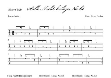 Stille Nacht (Holy Night) - Gitarre TAB (arr. Albrecht Kuch-Weidenbrück)