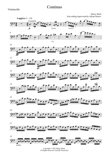 Cello Part- Continuo, Original Music by Sherry Shieh