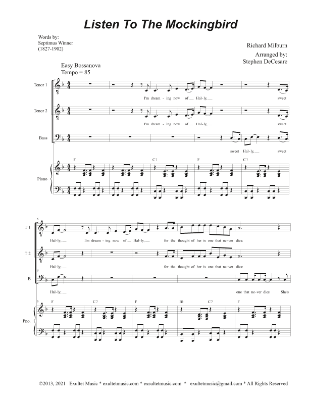 Listen To The Mockingbird (TTB) (arr. Stephen DeCesare)