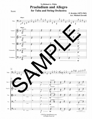 Praeludium & Allegro for Solo Tuba and String Orchestra (arr. Dorm 40 Music)