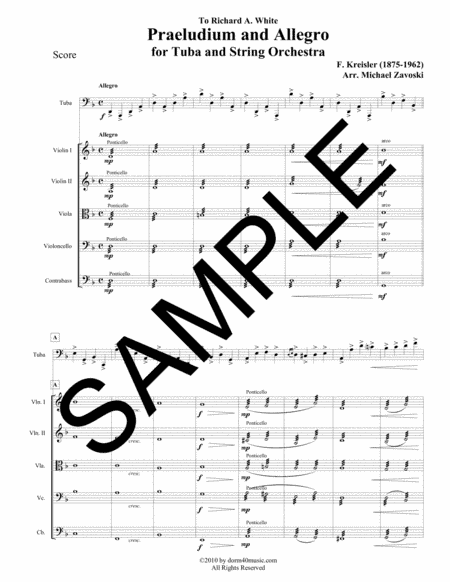 Praeludium & Allegro for Solo Tuba and String Orchestra (arr. Dorm 40 Music)