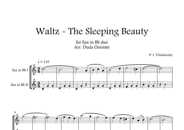 Waltz - The Sleeping Beauty (SAX IN Bb DUO ) TCHAIKOVSKY - beginner - Disney (arr. Duda Oriontte)