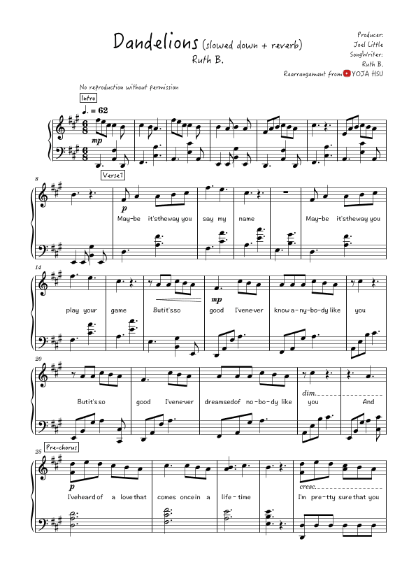 Dandelions (arr. YOJA HSU)