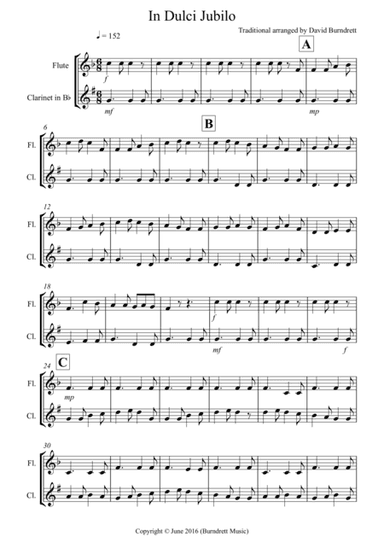 In Dulci Jubilo for Flute and Clarinet Duet (arr. David Burndrett)