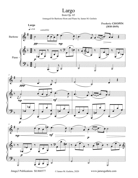 Chopin: Largo from Op. 65 for Baritone Horn & Piano (arr. James M. Guthrie)