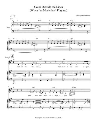 Color Outside the Lines (When the Music Isn't Playing) [Piano/Vocal/Chords]