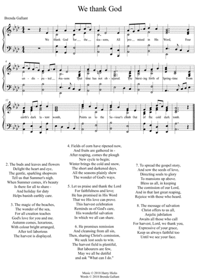 We thank God for the seasons. A brand new hymn!