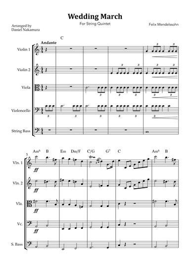 Wedding March (For String Quintet) (arr. Daniel Nakamura)