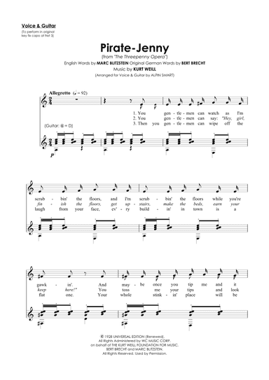 Pirate Jenny (arr. Alpin Smart (transcription for voice and guitar))