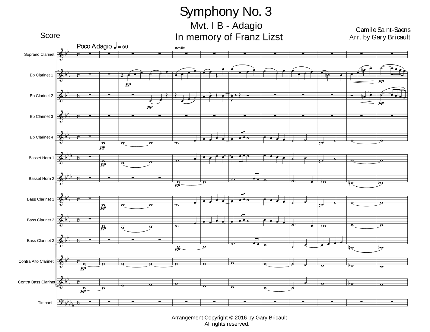Mvt. Ib - Adagio from Symphony No. 3 (arr. Gary Bricault)