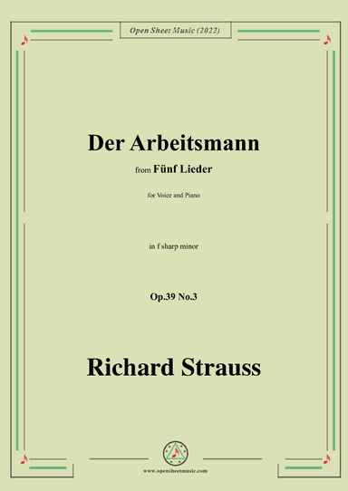 Richard Strauss-Der Arbeitsmann,in f sharp minor (arr. OSM Press)