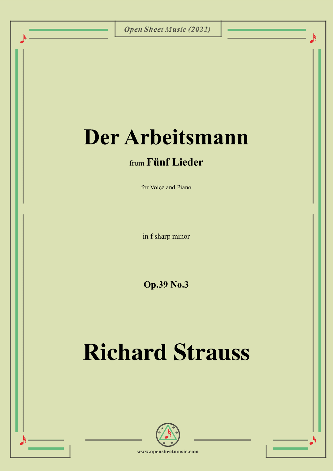 Richard Strauss-Der Arbeitsmann,in f sharp minor (arr. OSM Press)
