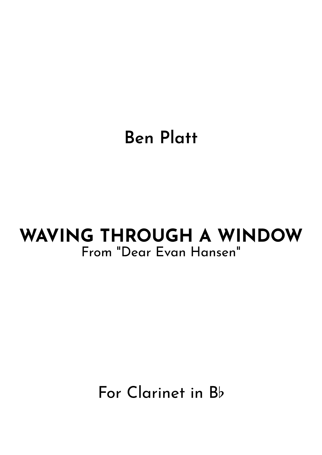 Waving Through A Window (arr. Jireh J.)