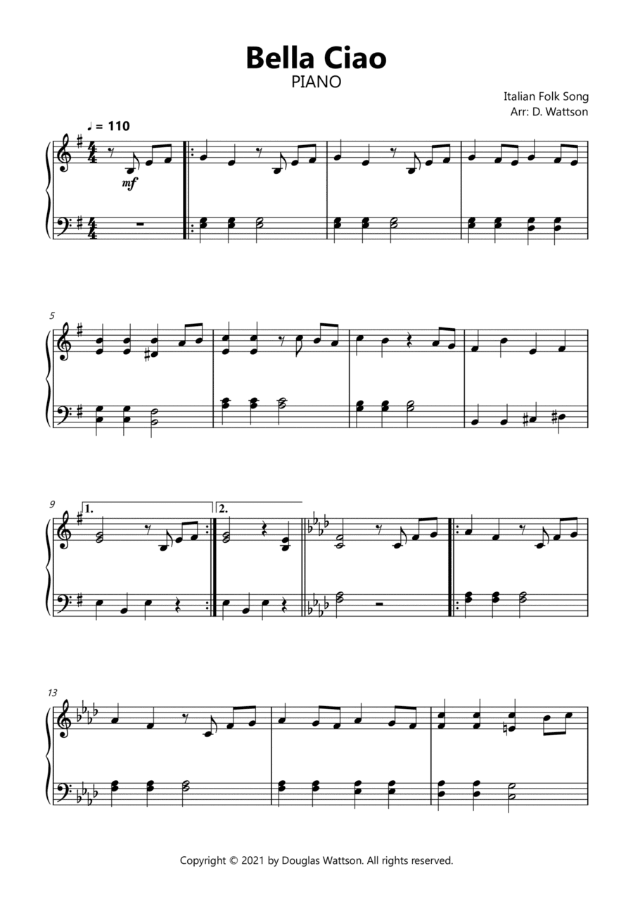Bella Ciao (arr. Douglas Wattson)
