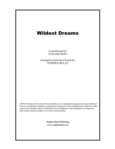 Wildest Dreams (arr. Stephen Bulat)