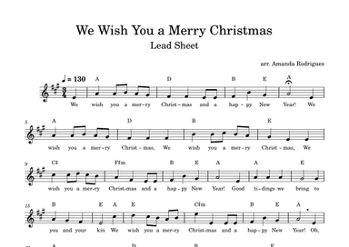 We Wish You a Merry Christimas - Easy Lead Sheet in A Major (arr. Amanda Rodrigues)