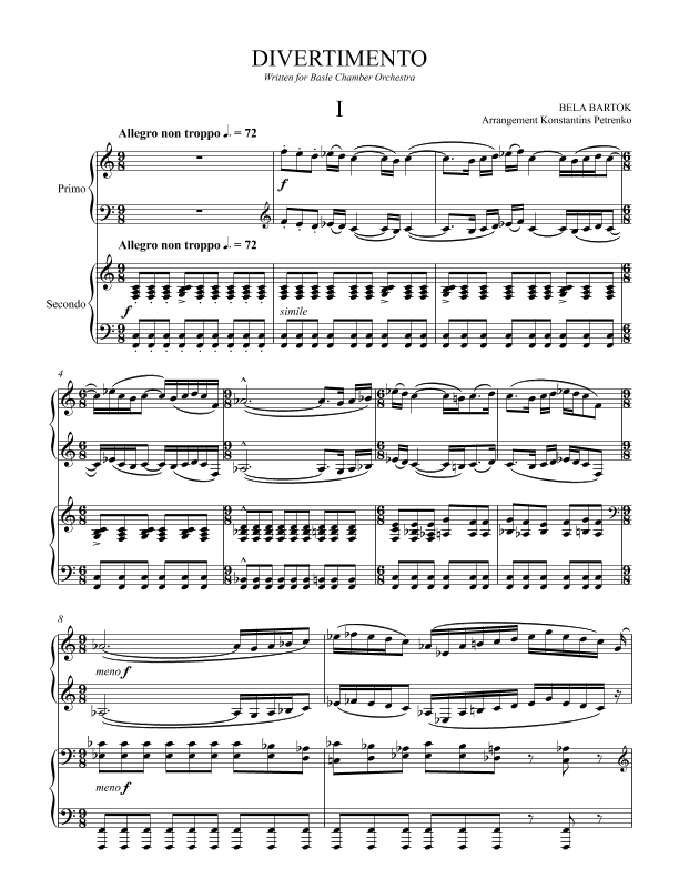Divertimento, Sz.113 (arr. Konstantins Petrenko)