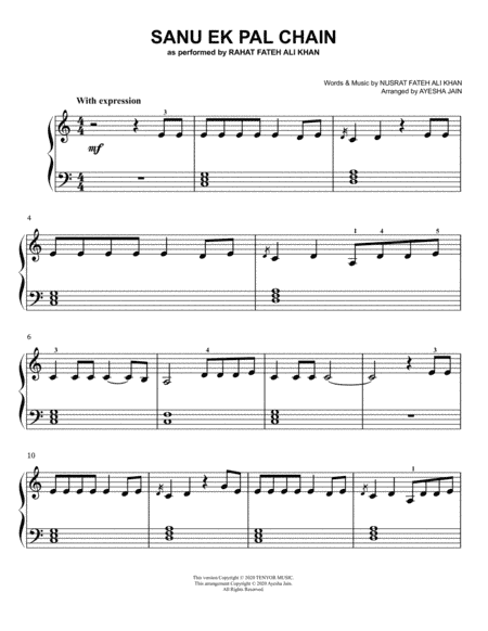 Sanu Ek Pal Chain (arr. Ayesha Jain)