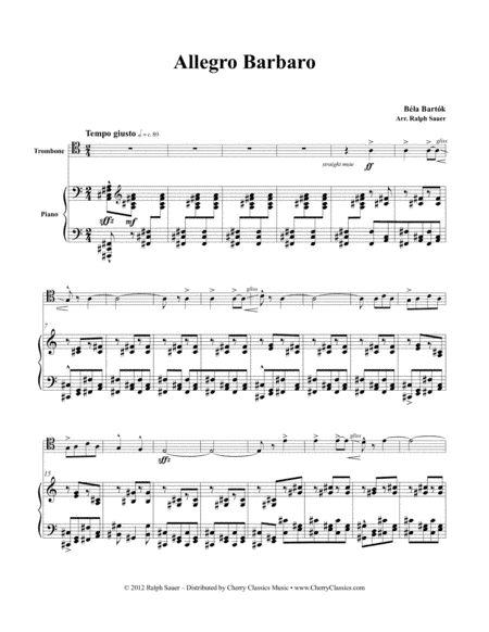 Allegro Barbaro for Trombone and Piano (arr. Sauer, Ralph)