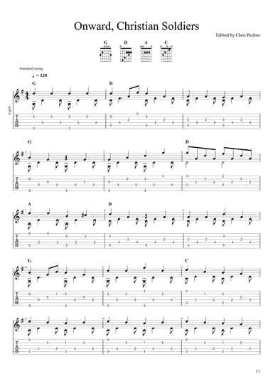 Onward, Christian Soldiers (Solo Fingerstyle Guitar Tab) (arr. Chris Richter)