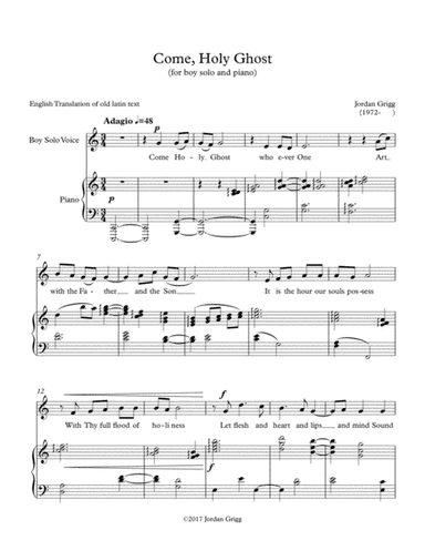 Come, Holy Ghost (for boy solo and piano)