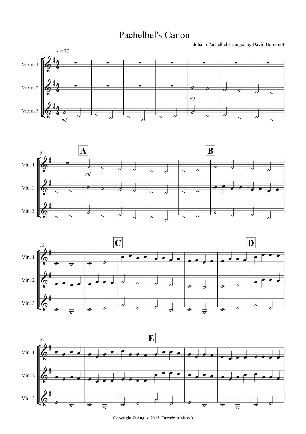 Pachelbel's Canon for Violin Trio (arr. David Burndrett)