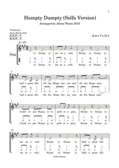 Humpty Dumpty (Solfa Singing Version) (arr. Aliese Watts)