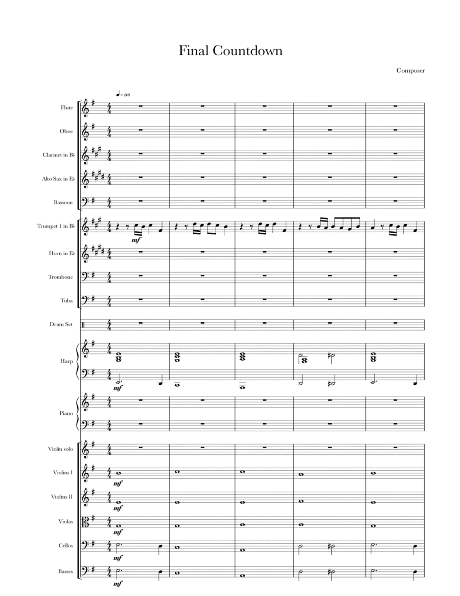 The Final Countdown (arr. S McLoughlin)
