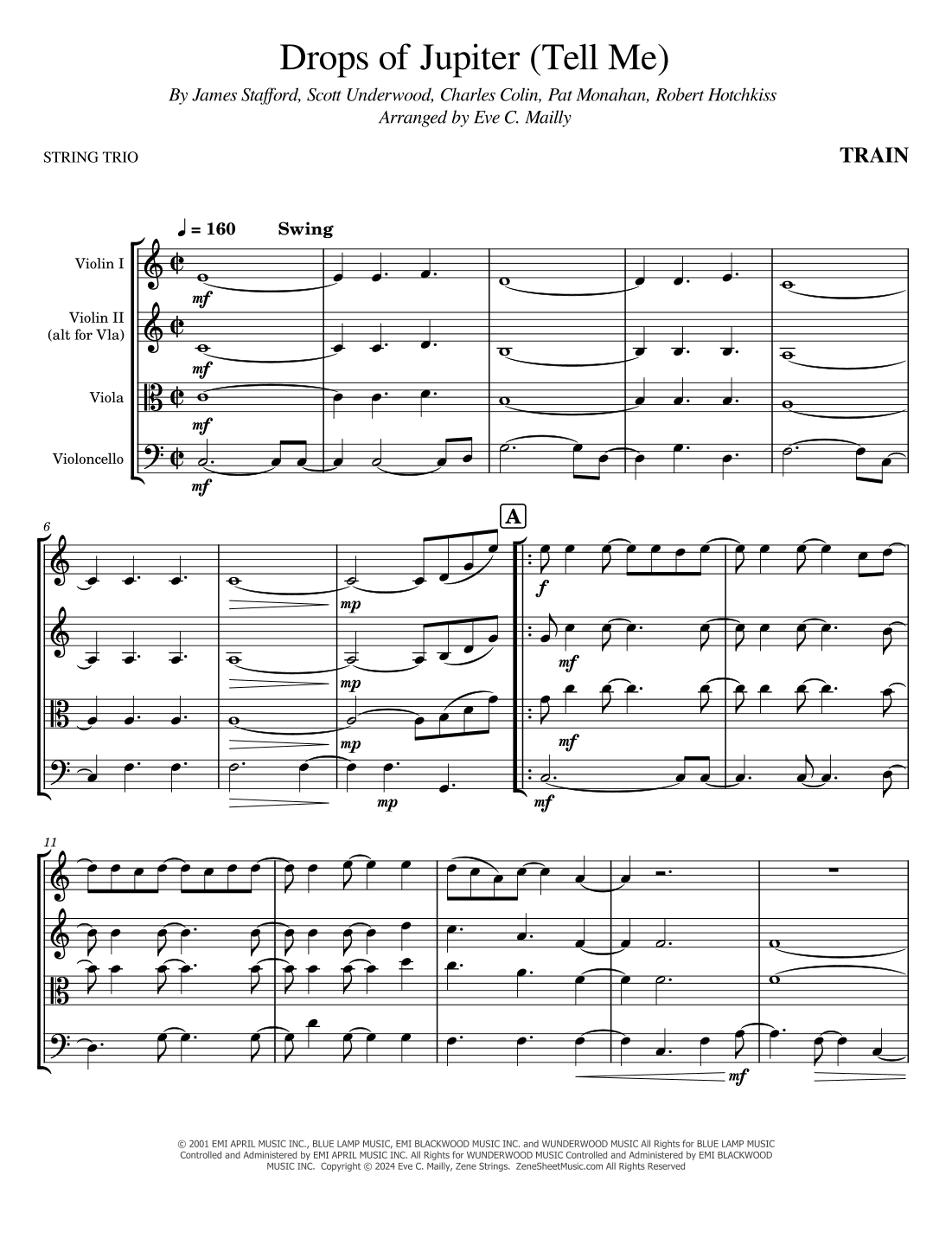 Drops Of Jupiter (tell Me) (arr. Eve C. Mailly - Zene Strings)