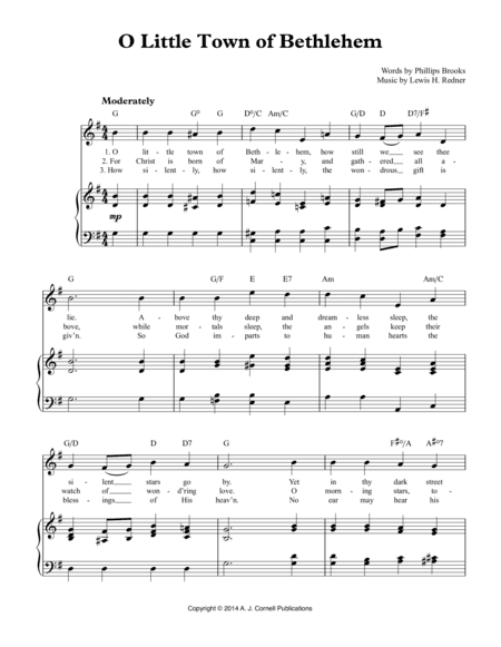 O Little Town of Bethlehem (arr. A. J. Cornell Publications)