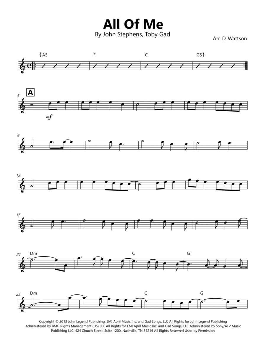 All Of Me (arr. Douglas Wattson)