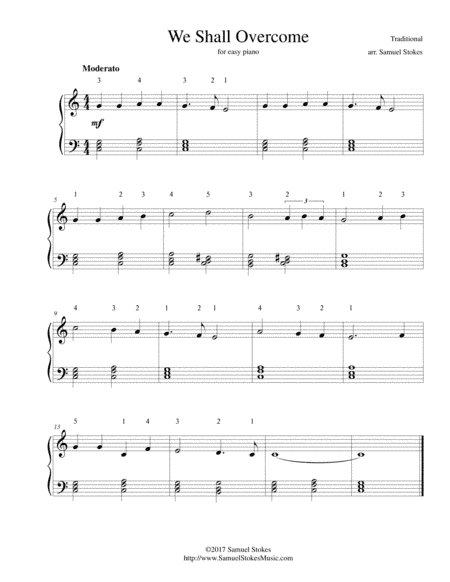 We Shall Overcome - for easy piano (arr. Samuel Stokes)