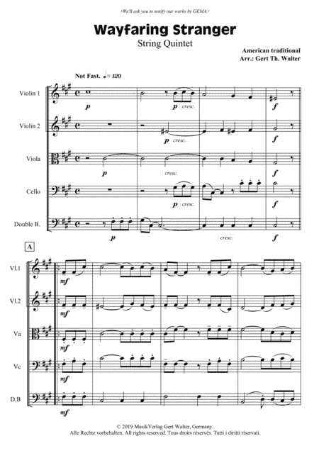 Wayfaring Stranger (arr. Gert Th. Walter)