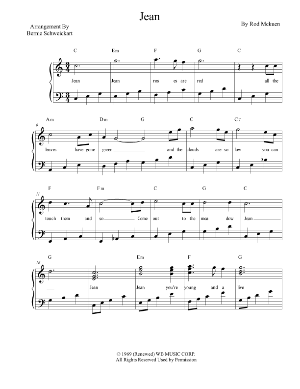 Jean (arr. Bernie Schweickart)