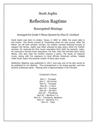 Reflection Ragtime (Brass) (arr. Glen D. Lienhart)
