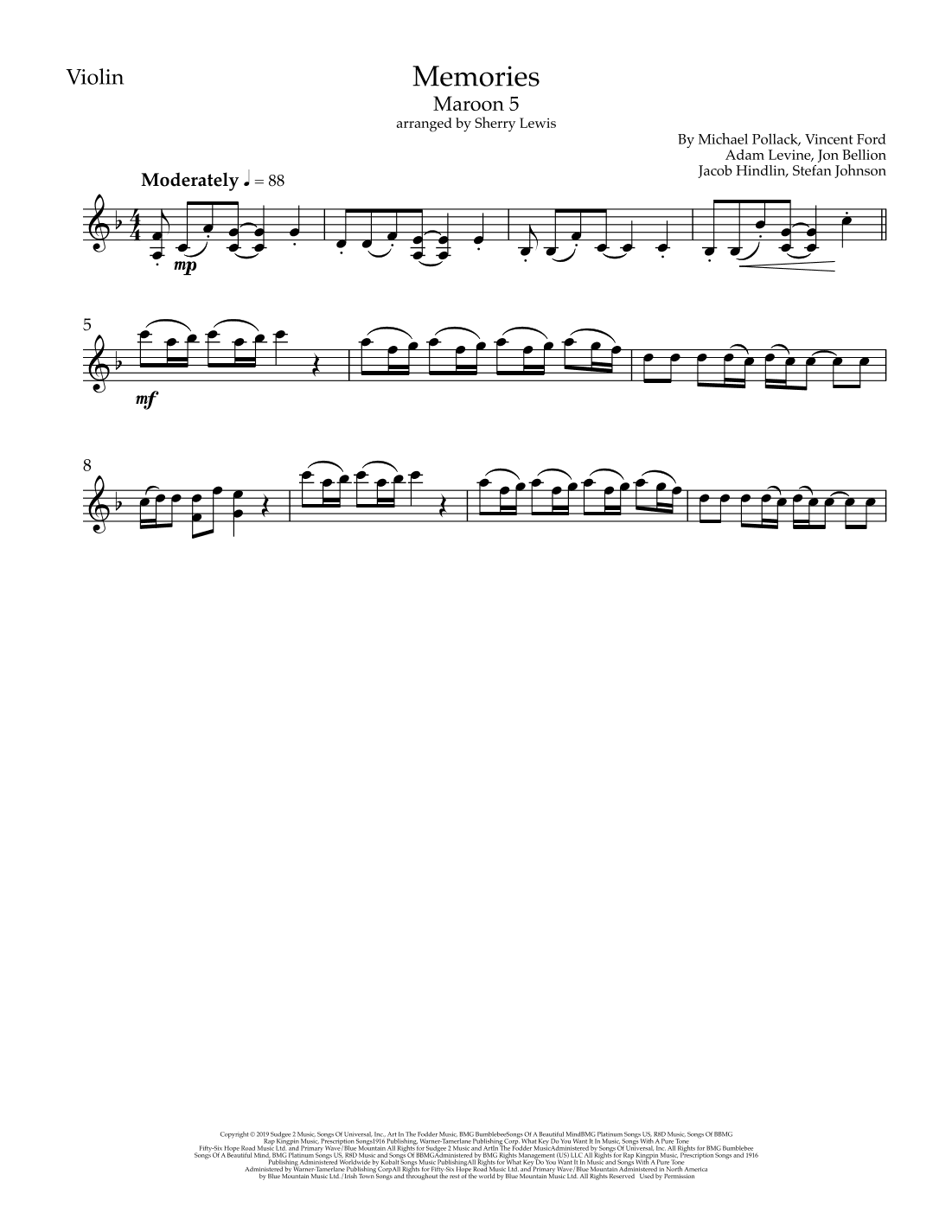 Memories (arr. Sherry Lewis)