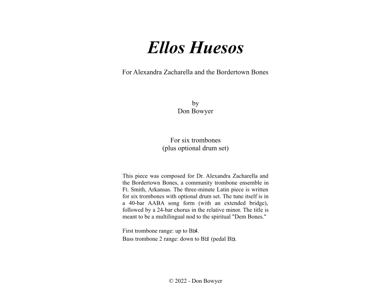 Ellos Huesos (Trombone Sextet + optional Drums)