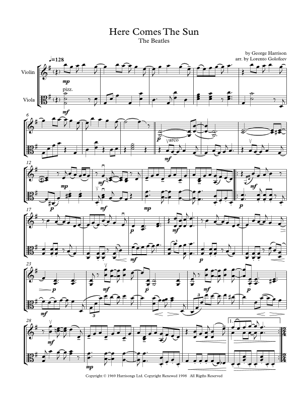 Here Comes The Sun (arr. Lorento Golofeev)