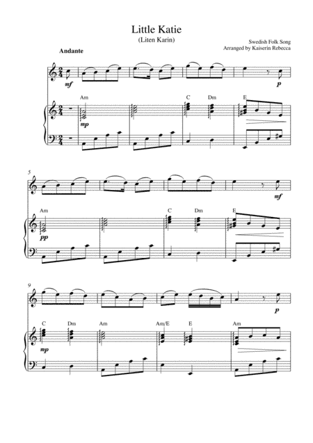 Little Katie  (Liten Karin) (arr. Kaiserin Rebecca)