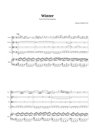 Largo from Winter by Vivaldi for String Quartet and Piano (arr. Langanho)