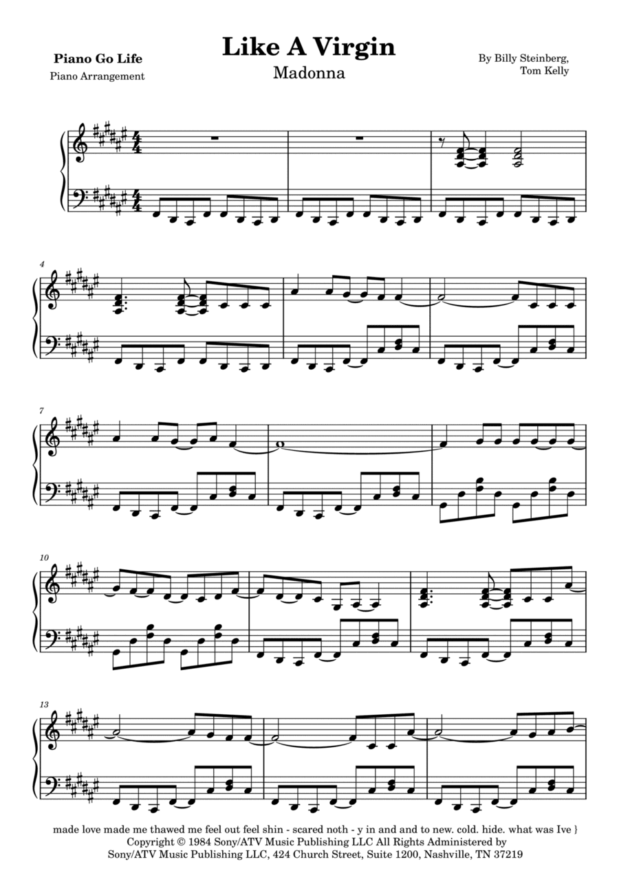 Like A Virgin (arr. Piano Go Life)