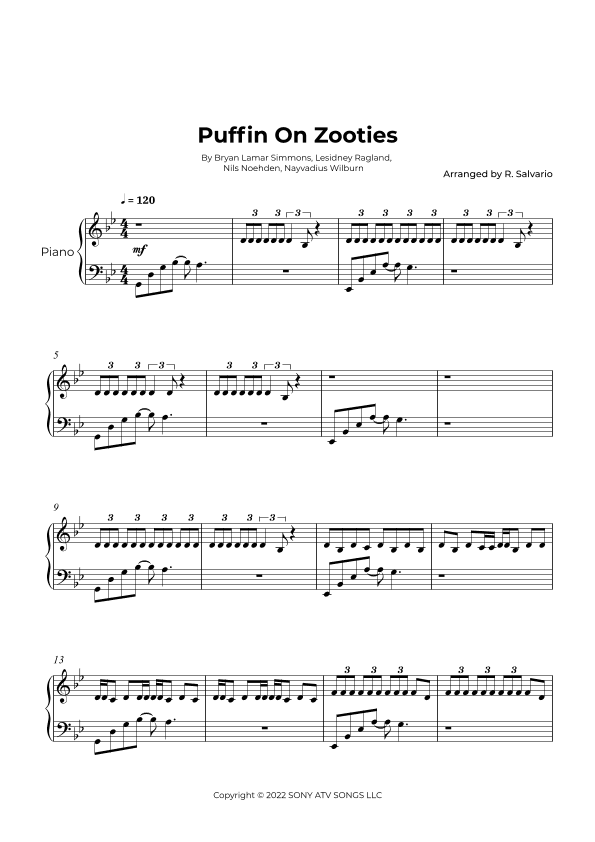 Puffin On Zooties (arr. R. Salvario)
