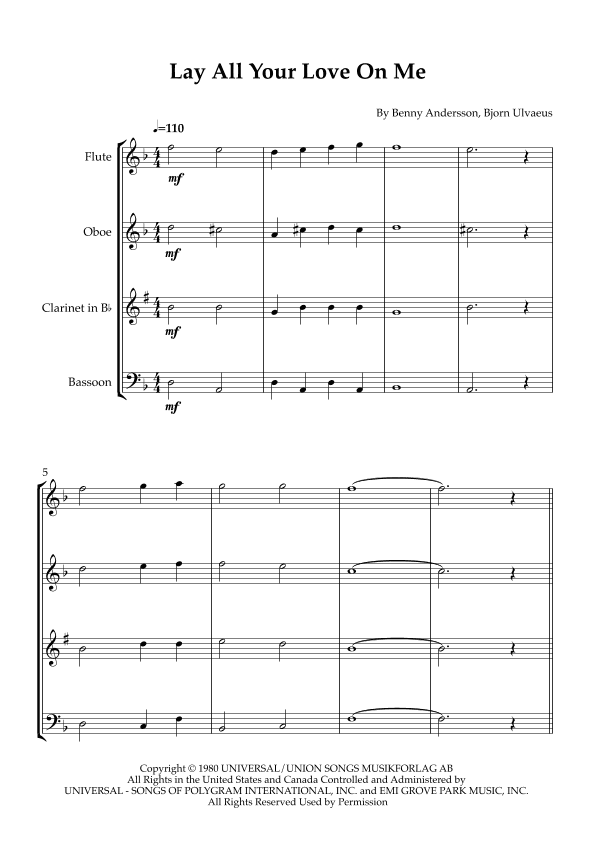 Lay All Your Love On Me (arr. Karen Gueiros)